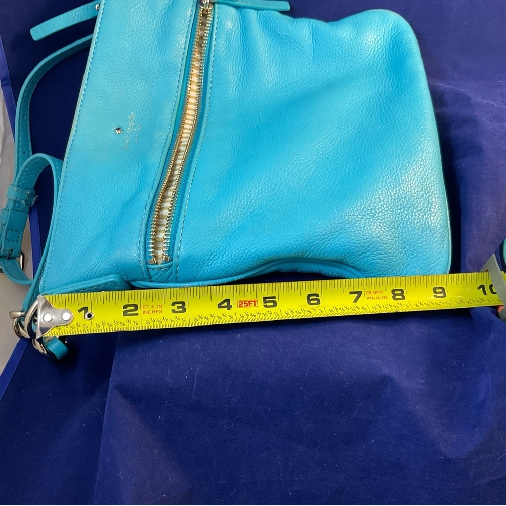 Kate Spade Butter Soft Turquoise Pebble Leather Crossbody Bag Silver Accents - Picture 14 of 14